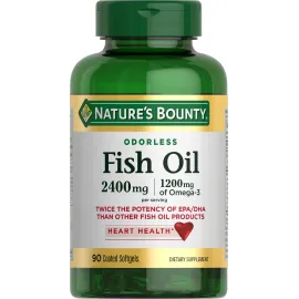 Nature\'s Bounty Fish Oil, Supports Heart Health, 2400mg, Coated Softgels, 90 Ct.