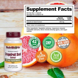 NutriBiotic - Grapefruit Seed Extract Capsules 250 mg, 60 Count - Maximum Strength with Bioflavonoids NutriBiotic - Grapefruit Seed Extract Capsules 250 mg, 60 Count - Maximum Strength with Bioflavonoids