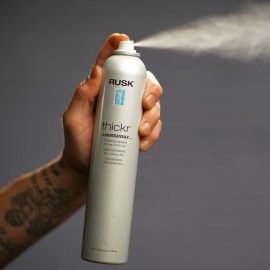 RUSK Thickening Hairspray, Delivers Powerful Texture, Extra-Hold, and Shine, UV Blockers to Protect Color-Treated or Highlighted Hair, 10.6 oz