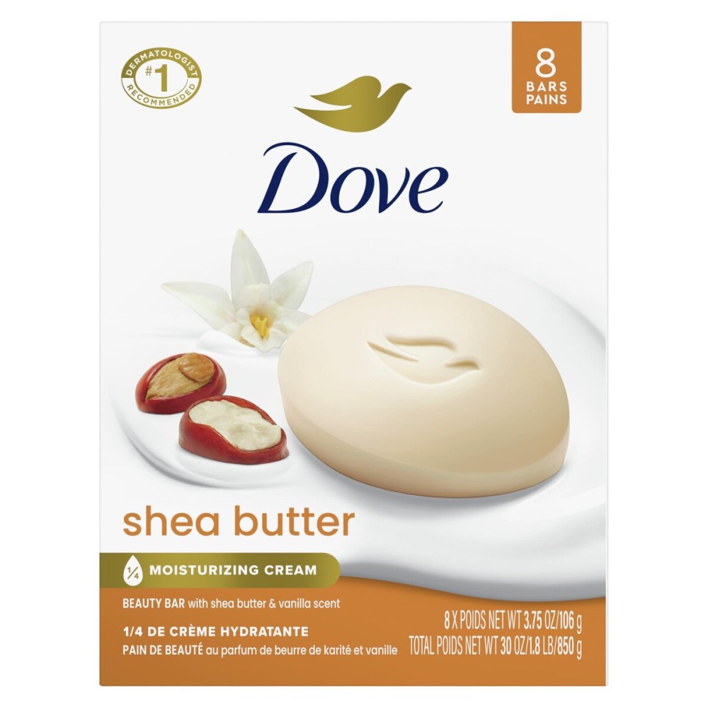 Dove Beauty Bar Soap Shea Butter, 8 Count Dove Beauty Bar Soap Shea Butter, 8 Count