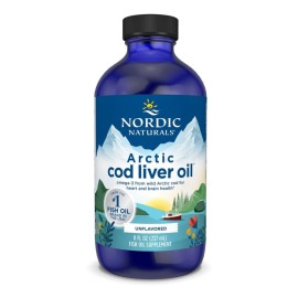 Nordic Naturals Arctic Cod Liver Oil, Unflavored - 8 oz - 1060 mg Total Omega-3s with EPA & DHA - Heart & Brain Health, Healthy Immunity, Overall Wellness - Non-GMO - 48 Servings