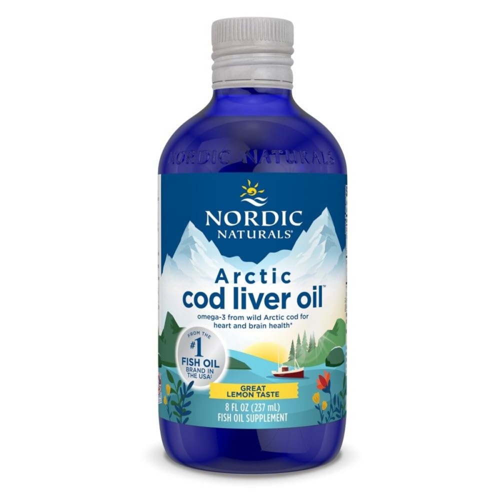 Nordic Naturals Arctic Cod Liver Oil, Lemon - 8 oz - 1060 mg Total Omega-3s with EPA & DHA - Heart & Brain Health, Healthy Immunity, Overall Wellness - Non-GMO - 48 Servings