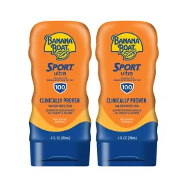 Banana Boat Sport Ultra SPF 100 Sunscreen Lotion, 4oz | Banana Boat Sunscreen Lotion SPF 100, 4oz each Twin Pack