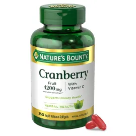Nature\'s Bounty Cranberry Pills for Women Urinary Tract Health, Cranberry Supplements with Concentrate & Vitamin C, 250 Softgels (Pack of 1)