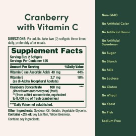Nature\'s Bounty Cranberry Pills for Women Urinary Tract Health, Cranberry Supplements with Concentrate & Vitamin C, 250 Softgels (Pack of 1) Nature\'s Bounty Cranberry Pills for Women Urinary Tract Health, Cranberry Supplements with Concentrate & Vitamin C, 250 Softgels (Pack of 1)