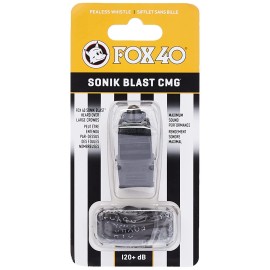 Fox 40 Sonik Blast CMG Official Whistle with Break Away Lanyard (Black)