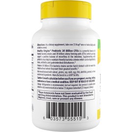 Healthy Origins Probiotic 30 Billion CFU\'s (Shelf Stable, Non-GMO, Gluten Free, Digestive Health, Gut Health, Immune Support), 60 Veggie Caps