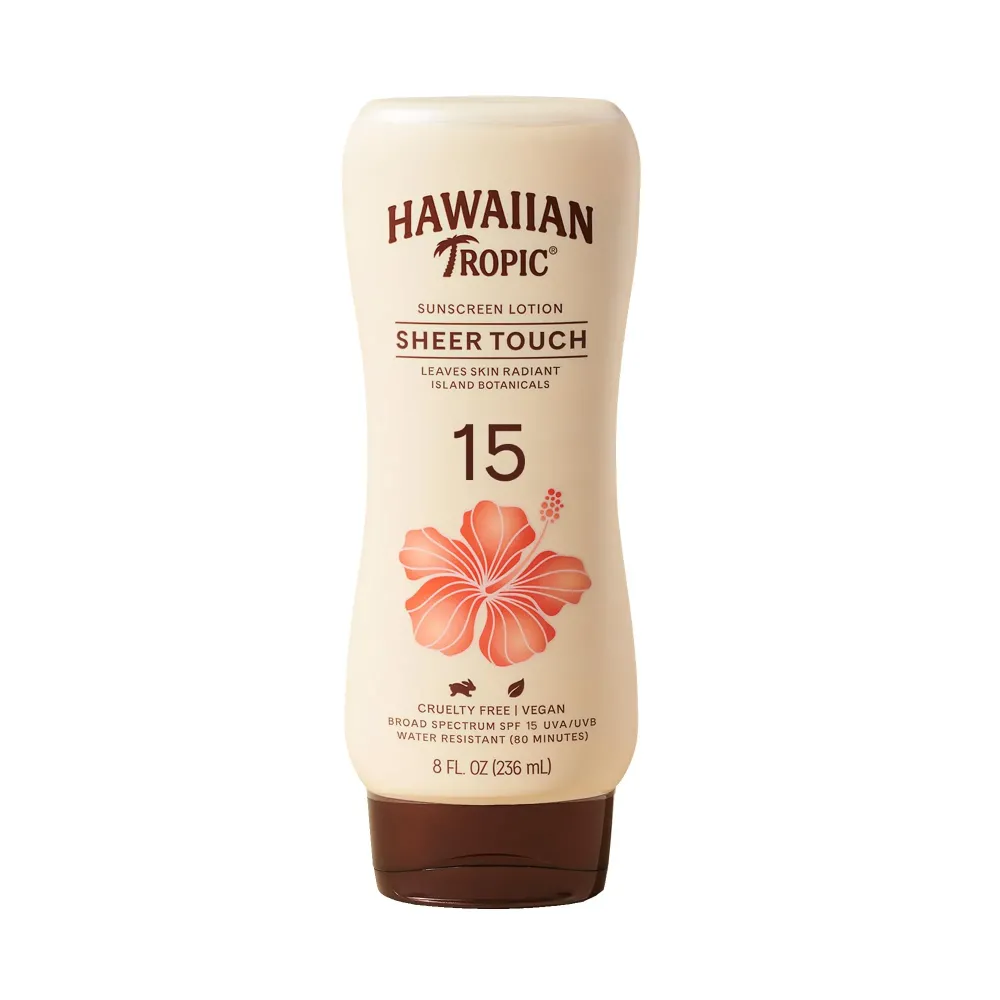 Hawaiian Tropic Sheer Touch Lotion Sunscreen SPF 15, 8oz | Hawaiian Tropic Sunscreen SPF 15, Sunblock, Broad Spectrum Sunscreen, Oxybenzone Free Sunscreen, Body Sunscreen SPF 15, 8oz
