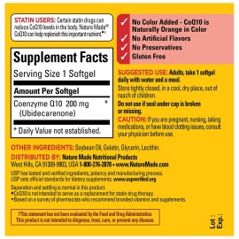 Nature Made CoQ10 200mg, Dietary Supplement for Heart Health Support, 40 Softgels, 40 Day Supply Nature Made CoQ10 200mg, Dietary Supplement for Heart Health Support, 40 Softgels, 40 Day Supply