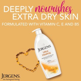 Jergens Ultra Healing Dry Skin Lotion, Hand and Body Moisturizer for Quick Absorption into Extra Dry Skin with Hydralucence Blend, Vitamins C, E and B5, 32oz Jergens Ultra Healing Dry Skin Lotion, Hand and Body Moisturizer for Quick Absorption into Extra Dry Skin with Hydralucence Blend, Vitamins C, E and B5, 32oz