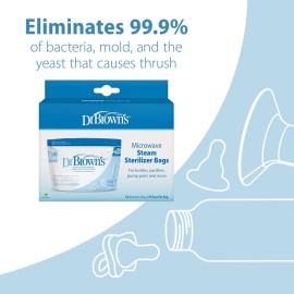 Dr. Brown\'s Microwave Steam Sterilizer Bags for Baby Bottles, Pacifiers, Pump Parts and Accessories, Travel Baby Bottle Sterilizer, 30 Uses per Bag, 5 Count (Pack of 1) Dr. Brown\'s Microwave Steam Sterilizer Bags for Baby Bottles, Pacifiers, Pump Parts and Accessories, Travel Baby Bottle Sterilizer, 30 Uses per Bag, 5 Count (Pack of 1)