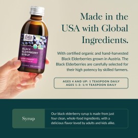 Gaia Herbs Black Elderberry(Sambucus Nigra) Syrup Extra Strength-Immune Support Supplement-Made with Organic Black Elderberries for Immune System-USDA Certified Organic Formula