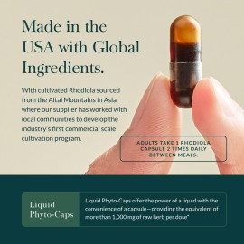 Gaia Herbs Rhodiola Rosea - Stress Support Supplement Traditionally for Supporting Healthy Stamina and Endurance - with Siberian Rhodiola Root Extract - 60 Vegan Liquid Phyto-Capsules (30-Day Supply)