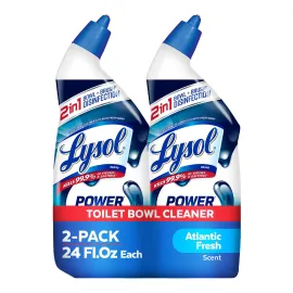 Lysol Toilet Bowl Cleaner, Max Strength Bathroom Cleaning Supplies, Toilet Bowl Cleaner Clinging Gel, Home Essential, Instant Stain Removal, Disinfecting and Deodorizing, Bleach Free, 24 oz (2 ct)