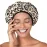Reusable Nylon Shower Cap & Bath Cap, Reversible Oversized Waterproof Shower Caps Large Designed for all Hair Lengths w Terry Lining & Elastic Band Stretch Hem Hair Hat - Socialite Safari Spots