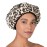 Reusable Nylon Shower Cap & Bath Cap, Reversible Oversized Waterproof Shower Caps Large Designed for all Hair Lengths w Terry Lining & Elastic Band Stretch Hem Hair Hat - Socialite Safari Spots