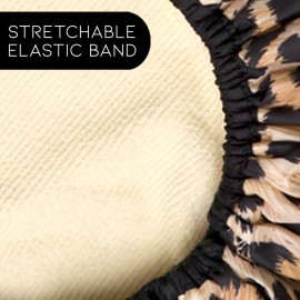 Reusable Nylon Shower Cap & Bath Cap, Reversible Oversized Waterproof Shower Caps Large Designed for all Hair Lengths w Terry Lining & Elastic Band Stretch Hem Hair Hat - Socialite Safari Spots Reusable Nylon Shower Cap & Bath Cap, Reversible Oversized Waterproof Shower Caps Large Designed for all Hair Lengths w Terry Lining & Elastic Band Stretch Hem Hair Hat - Socialite Safari Spots