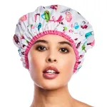 Reusable Shower Cap & Bath Cap, Lined, Oversized Waterproof Shower Caps Large Designed for all Hair Lengths with Lining & Elastic Band Stretch Hem Hair Hat - Fashionista Diva
