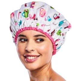 Reusable Shower Cap & Bath Cap, Lined, Oversized Waterproof Shower Caps Large Designed for all Hair Lengths with Lining & Elastic Band Stretch Hem Hair Hat - Fashionista Diva Reusable Shower Cap & Bath Cap, Lined, Oversized Waterproof Shower Caps Large Designed for all Hair Lengths with Lining & Elastic Band Stretch Hem Hair Hat - Fashionista Diva