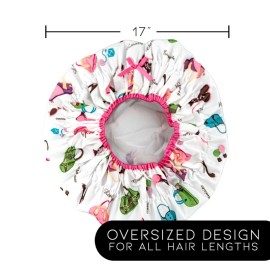 Reusable Shower Cap & Bath Cap, Lined, Oversized Waterproof Shower Caps Large Designed for all Hair Lengths with Lining & Elastic Band Stretch Hem Hair Hat - Fashionista Diva Reusable Shower Cap & Bath Cap, Lined, Oversized Waterproof Shower Caps Large Designed for all Hair Lengths with Lining & Elastic Band Stretch Hem Hair Hat - Fashionista Diva