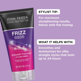 John Frieda Frizz Ease Straight Fixation Styling Crme, Straightens Frizzy Hair with Milk Protein & Almond Oil, Sleek & Frizz-Free, with ThermaGuard Heat Protection Against Damage, 5 Oz John Frieda Frizz Ease Straight Fixation Styling Crme, Straightens Frizzy Hair with Milk Protein & Almond Oil, Sleek & Frizz-Free, with ThermaGuard Heat Protection Against Damage, 5 Oz