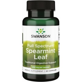 Swanson Spearmint Leaf (Mentha Spicata) - Full Spectrum Herbal Supplement Supporting Digestive Health & Mild Stomach Issues - Natural Formula Supporting Health & Wellness - (60 Capsules, 400mg Each)