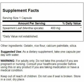 Swanson Spearmint Leaf (Mentha Spicata) - Full Spectrum Herbal Supplement Supporting Digestive Health & Mild Stomach Issues - Natural Formula Supporting Health & Wellness - (60 Capsules, 400mg Each) Swanson Spearmint Leaf (Mentha Spicata) - Full Spectrum Herbal Supplement Supporting Digestive Health & Mild Stomach Issues - Natural Formula Supporting Health & Wellness - (60 Capsules, 400mg Each)