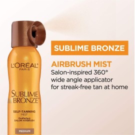 L\'Oreal Paris Sublime Bronze Self Tanning Mist, Medium to Natural Spray Tan, 4.6 oz