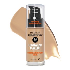 Revlon Liquid Foundation, ColorStay Face Makeup for Combination & Oily Skin, SPF 15, Medium-Full Coverage with Matte Finish, 180 Sand Beige, 1 Fl Oz Revlon Liquid Foundation, ColorStay Face Makeup for Combination & Oily Skin, SPF 15, Medium-Full Coverage with Matte Finish, 180 Sand Beige, 1 Fl Oz