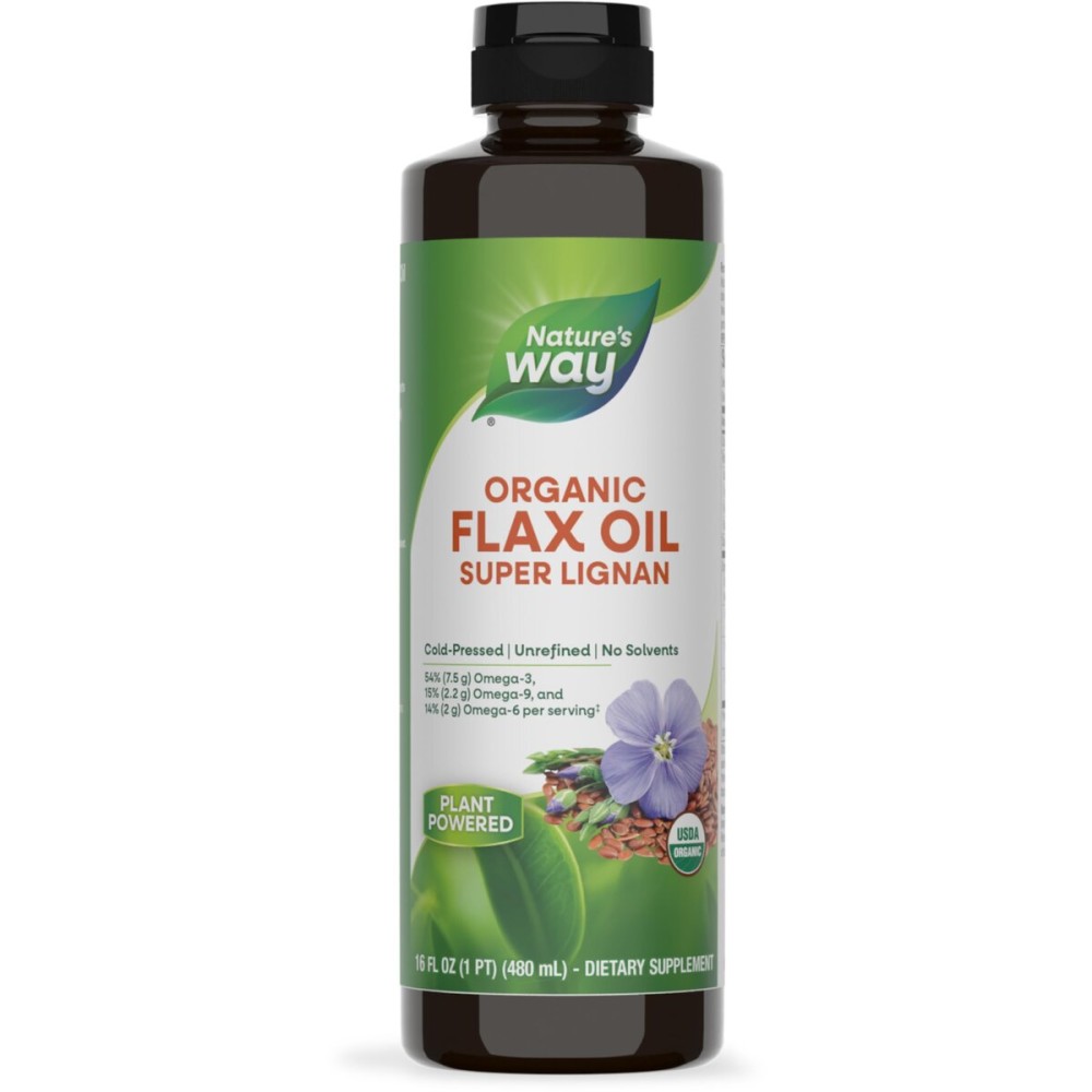 Nature\'s Way Organic Flax Oil Super Lignan, Omega-3, 6, 9 Fatty Acids(1), Cold-Pressed, Unrefined, Hexane Free, 16 Fl Oz (Packaging May Vary) Nature\'s Way Organic Flax Oil Super Lignan, Omega-3, 6, 9 Fatty Acids(1), Cold-Pressed, Unrefined, Hexane Free, 16 Fl Oz (Packaging May Vary)