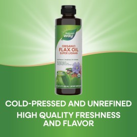 Nature\'s Way Organic Flax Oil Super Lignan, Omega-3, 6, 9 Fatty Acids(1), Cold-Pressed, Unrefined, Hexane Free, 16 Fl Oz (Packaging May Vary) Nature\'s Way Organic Flax Oil Super Lignan, Omega-3, 6, 9 Fatty Acids(1), Cold-Pressed, Unrefined, Hexane Free, 16 Fl Oz (Packaging May Vary)
