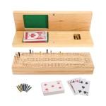 WE Games Wooden Cribbage Board Game Set, Continuous 3 Track for 2-3 Players, Travel Cribbage Board with Card Storage, Includes 9 Metal Pegs & Deck of Cards, Card Games, Classic Board Games for Adults