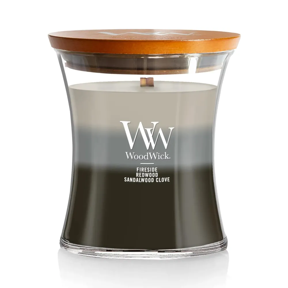 WoodWick Warm Woods Medium Hourglass Trilogy Candle, Crackles as it Burns, Perfect for Gifting WoodWick Warm Woods Medium Hourglass Trilogy Candle, Crackles as it Burns, Perfect for Gifting