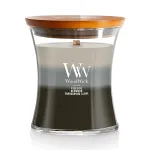 WoodWick Warm Woods Medium Hourglass Trilogy Candle, Crackles as it Burns, Perfect for Gifting