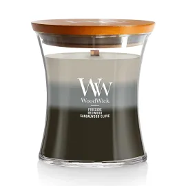 WoodWick Warm Woods Medium Hourglass Trilogy Candle, Crackles as it Burns, Perfect for Gifting