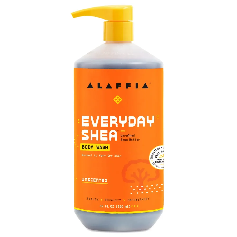 Alaffia EveryDay Shea Body Wash, Naturally Moisturizing Cleanser for All Skin Types with Fair Trade Shea Butter, Neem & Coconut Oil, Unscented, 32 fl oz Alaffia EveryDay Shea Body Wash, Naturally Moisturizing Cleanser for All Skin Types with Fair Trade Shea Butter, Neem & Coconut Oil, Unscented, 32 fl oz