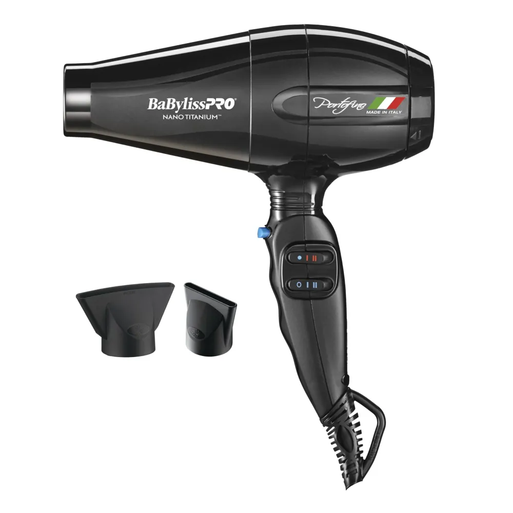 BaBylissPRO Hair Dryer, Nano Titanium Portofino 2000-Watt Blow Dryer, Hair Styling & Appliances, Black, BPOR1