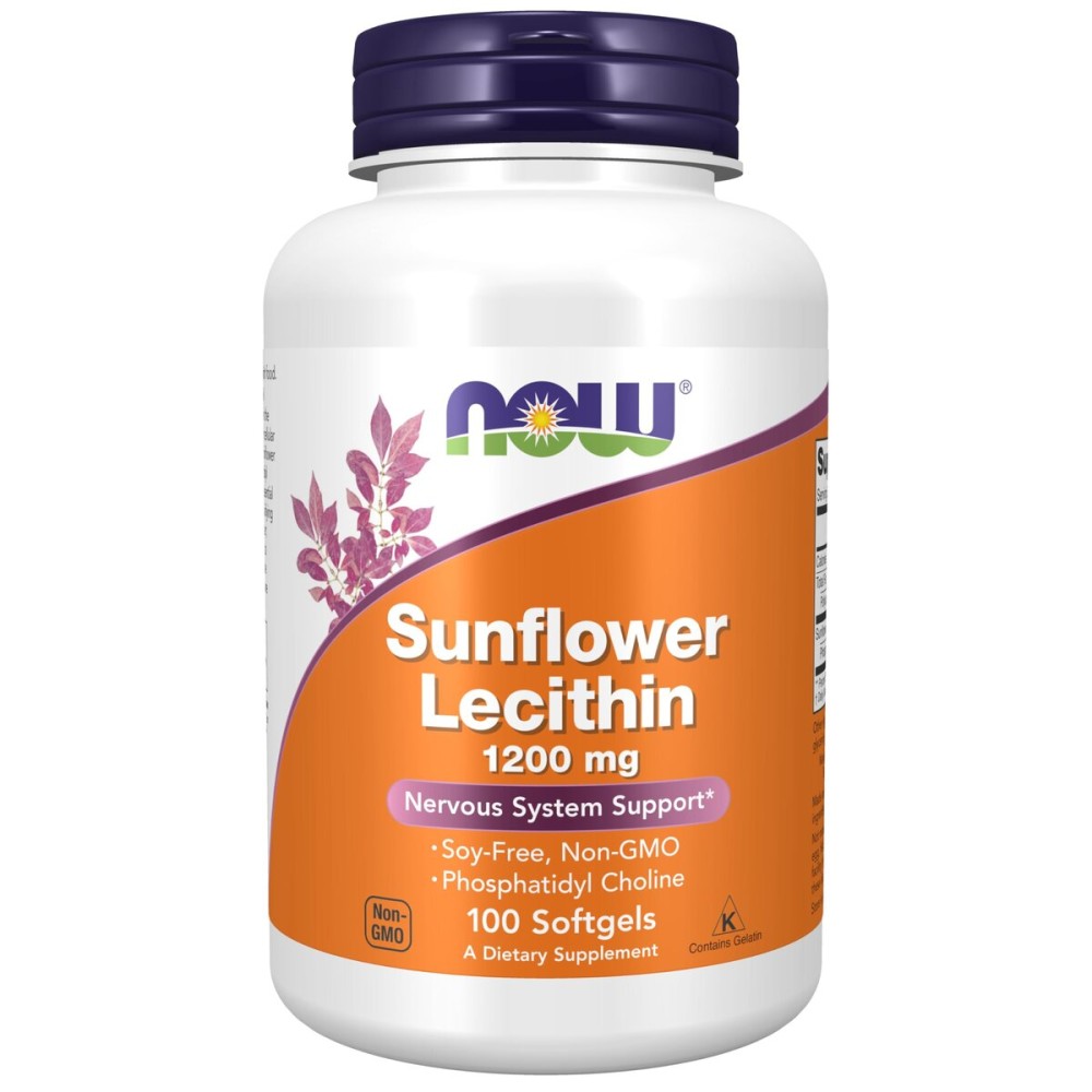 NOW Foods Supplements, Sunflower Lecithin 1200 mg with Phosphatidyl Choline, 100 Softgels NOW Foods Supplements, Sunflower Lecithin 1200 mg with Phosphatidyl Choline, 100 Softgels