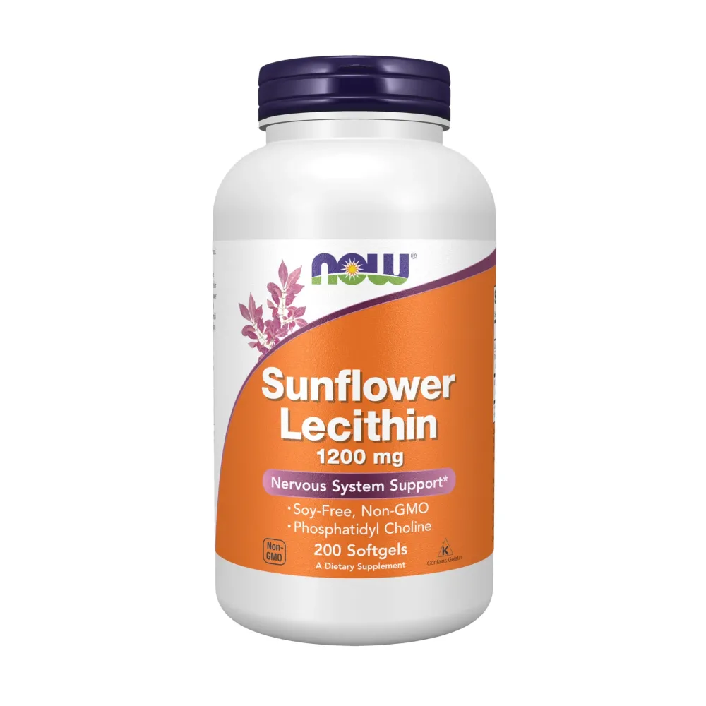 NOW Supplements, Sunflower Lecithin 1200 mg with Phosphatidyl Choline, 200 Softgels NOW Supplements, Sunflower Lecithin 1200 mg with Phosphatidyl Choline, 200 Softgels
