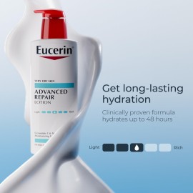 Eucerin Advanced Repair Body Lotion for Very Dry Skin, Unscented Lotion Formulated with Ceramides, 16.9 Fl Oz Bottle Eucerin Advanced Repair Body Lotion for Very Dry Skin, Unscented Lotion Formulated with Ceramides, 16.9 Fl Oz Bottle