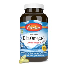 Carlson - Elite Omega-3 Gems, 1600 mg Omega-3s, Heart, Brain & Vision Support, Wild Caught, Orange, 180 soft gels Carlson - Elite Omega-3 Gems, 1600 mg Omega-3s, Heart, Brain & Vision Support, Wild Caught, Orange, 180 soft gels