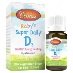 Carlson - Baby\'s Super Daily D3, Baby Vitamin D Drops, 400 IU (10 mcg) per Drop, 1-Year Supply, Vegetarian, Liquid Vitamin D Drops for Infants and Toddlers, Unflavored, 365 Drops