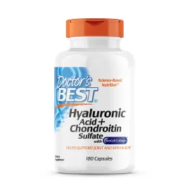 Doctor\'s Best Hyaluronic Acid with Chondroitin Sulfate, Featuring BioCell Collagen, Non-GMO, Gluten Free, Soy Free, Joint Support, 180 Count (Pack of 1)