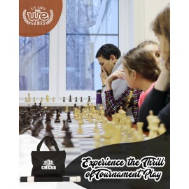 WE Games Best Value Tournament Chess Set - Includes 34 Chessmen, Roll Up Black Vinyl Chess Board, Storage Bag for Pieces, Instructions and Equalizer Dice, Travel Board Games for Adults WE Games Best Value Tournament Chess Set - Includes 34 Chessmen, Roll Up Black Vinyl Chess Board, Storage Bag for Pieces, Instructions and Equalizer Dice, Travel Board Games for Adults