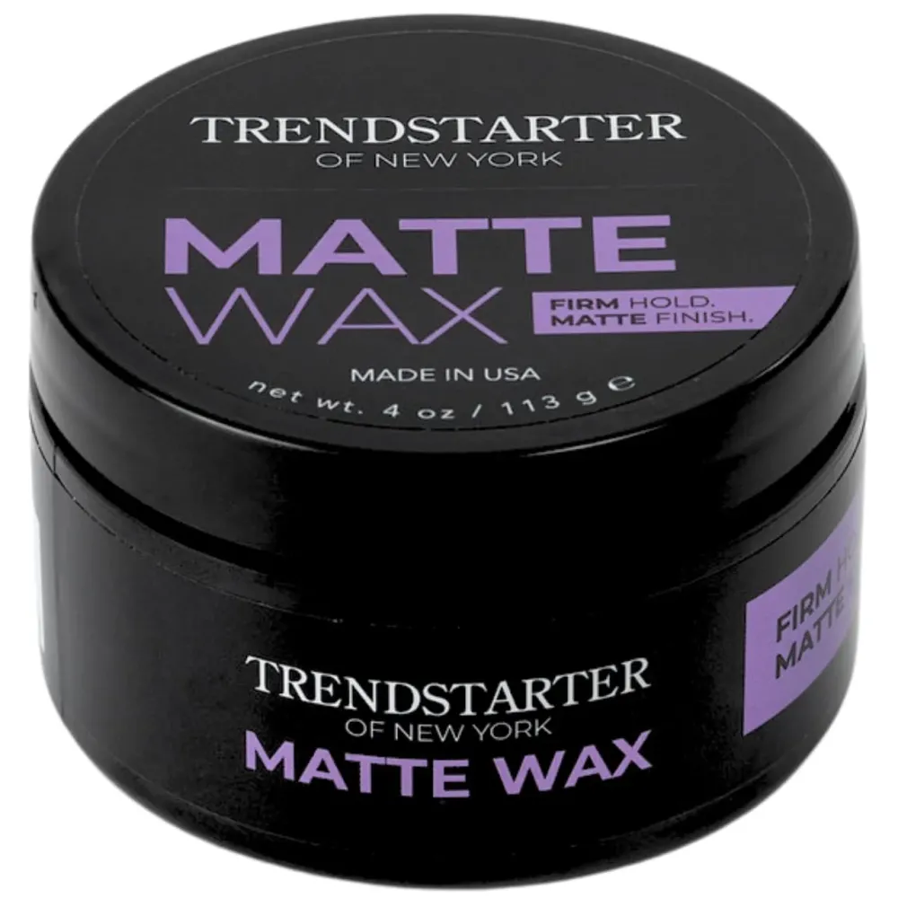 TRENDSTARTER - MATTE WAX (4oz) - Firm Hold - Matte Finish - Premium Water Based All-Day Hold Hair Styling Pomade - Flake-Free Styling Wax for All Hair Types