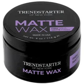 TRENDSTARTER - MATTE WAX (4oz) - Firm Hold - Matte Finish - Premium Water Based All-Day Hold Hair Styling Pomade - Flake-Free Styling Wax for All Hair Types