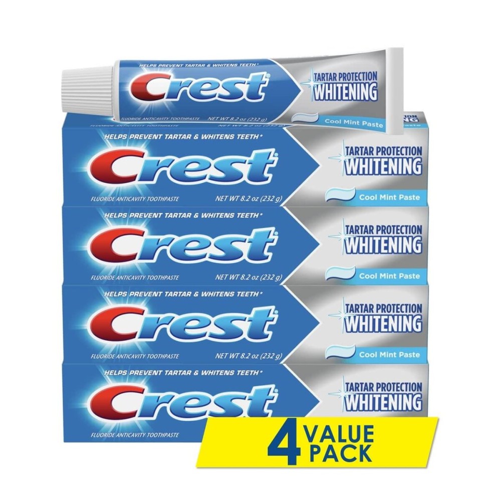 Crest Tartar Protection Whitening Cool Mint Flavor Toothpaste 8.2 Oz (Pack of 4) Crest Tartar Protection Whitening Cool Mint Flavor Toothpaste 8.2 Oz (Pack of 4)