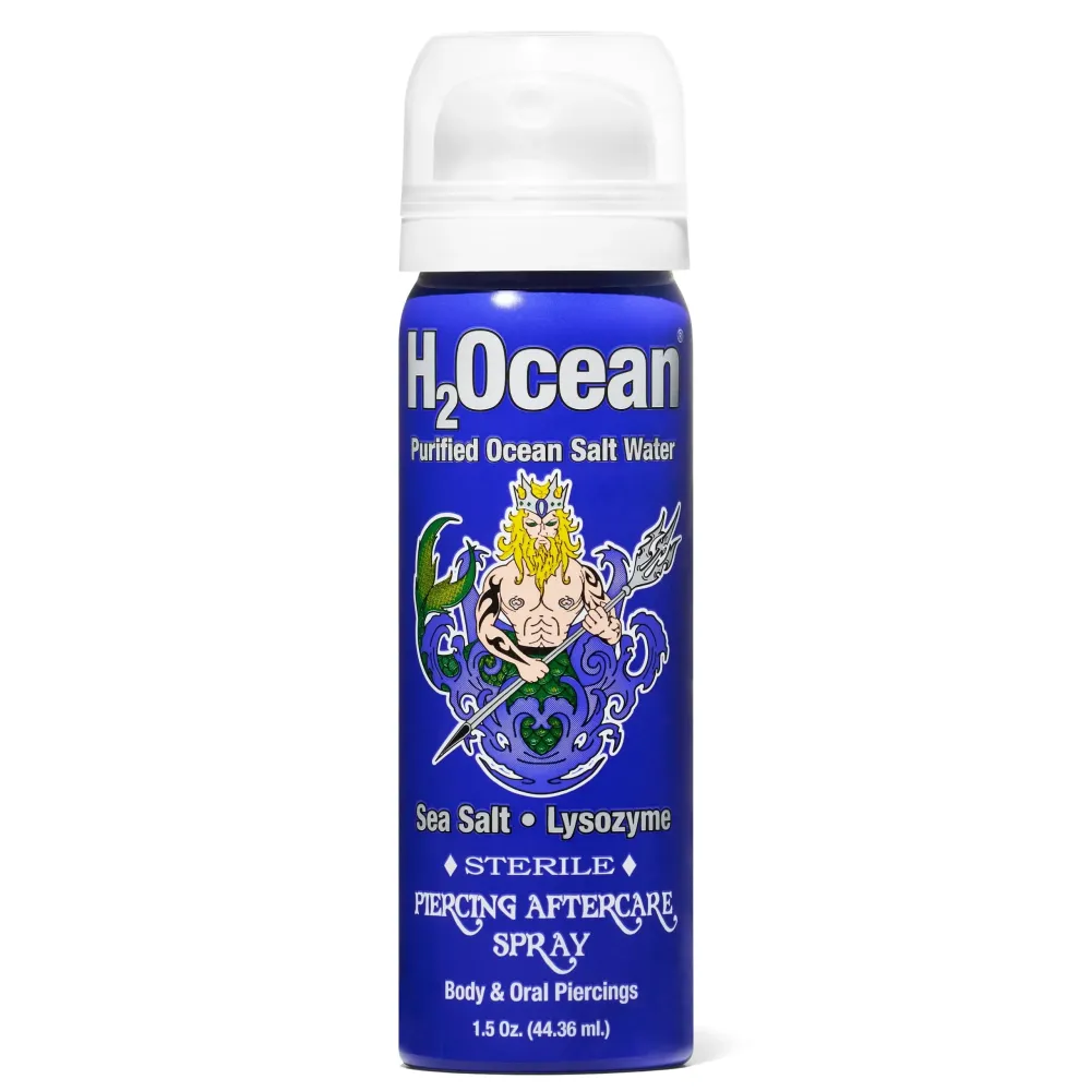 H2Ocean Piercing Aftercare Spray, Sea Salt Spray for Piercing Care, Organic Ear, Nose, Navel, Oral & Body Piercing Spray - 1.5oz H2Ocean Piercing Aftercare Spray, Sea Salt Spray for Piercing Care, Organic Ear, Nose, Navel, Oral & Body Piercing Spray - 1.5oz