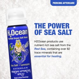 H2Ocean Piercing Aftercare Spray, Sea Salt Spray for Piercing Care, Organic Ear, Nose, Navel, Oral & Body Piercing Spray - 1.5oz H2Ocean Piercing Aftercare Spray, Sea Salt Spray for Piercing Care, Organic Ear, Nose, Navel, Oral & Body Piercing Spray - 1.5oz