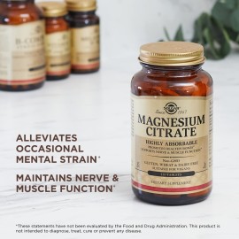 Solgar Magnesium Citrate - 120 Tablets, Pack of 2 - Promotes Healthy Bones, Supports Nerve & Muscle Function - Highly Absorbable - Non-GMO, Vegan, Gluten Free, Kosher - 120 Total Servings Solgar Magnesium Citrate - 120 Tablets, Pack of 2 - Promotes Healthy Bones, Supports Nerve & Muscle Function - Highly Absorbable - Non-GMO, Vegan, Gluten Free, Kosher - 120 Total Servings